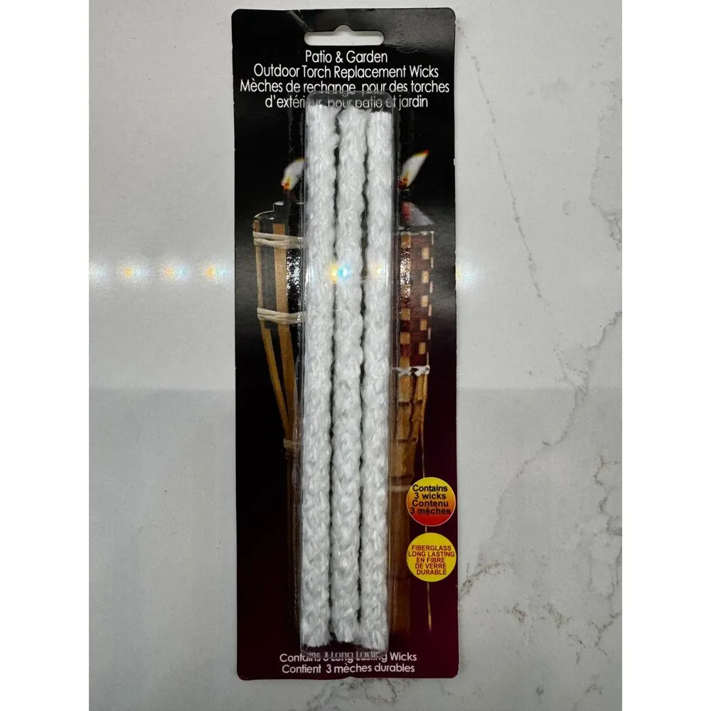 Pepperell Braiding Co. Outdoor Fiberglass Tiki Torch Replacement Wicks Set of 15